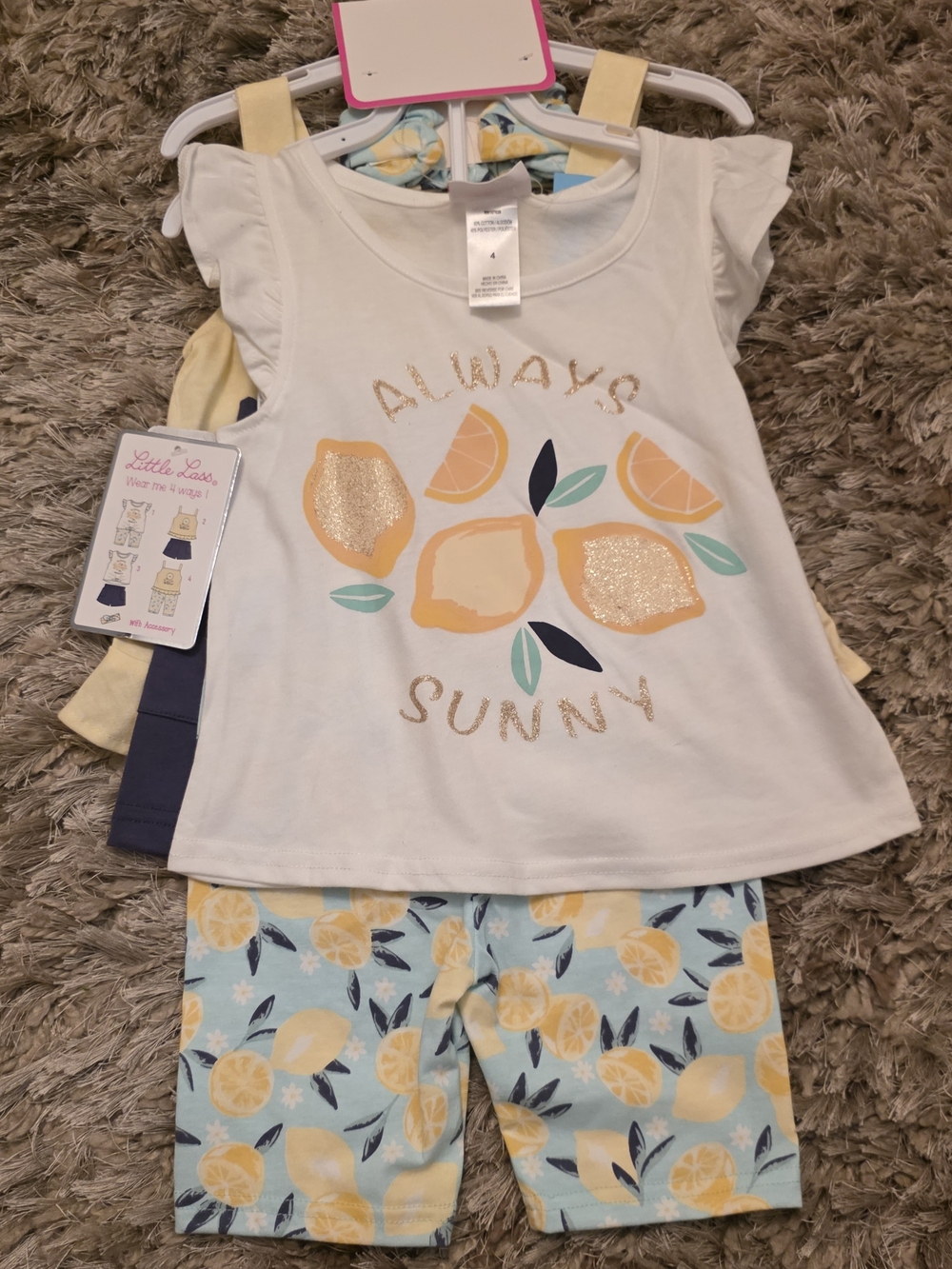 Little Lass Girls Lemon 'Always Sunny' Set - White & Yellow